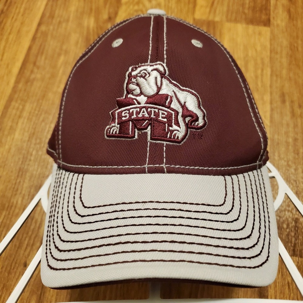 Adidas Mississippi State Bulldogs Hat Cap Adult Fitted L/XL Maroon Gray 2‎ Tone